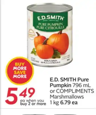 Sobeys E. d. smith pure pumpkin offer
