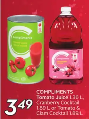 Sobeys Compliments tomato juice offer