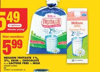 No Frills Neilson trutaste 1%, 2%, skim or chocolate, 4 l or lactose free, 2 l milk offer