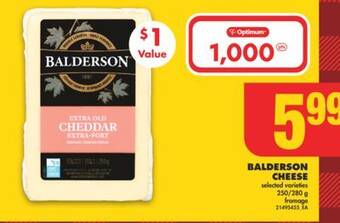 No Frills Balderson cheese, 250/280 g offer