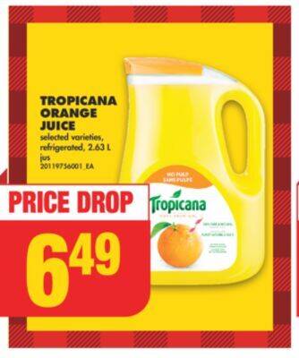 No Frills Tropicana orange juice, 2.63 l offer