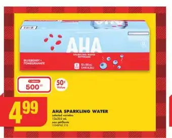 No Frills Aha sparkling water, 12x355 ml offer
