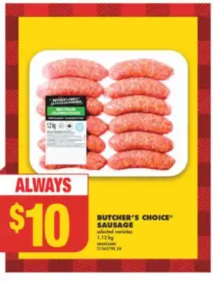 No Frills Butcher's choice sausage, 1.12 kg offer