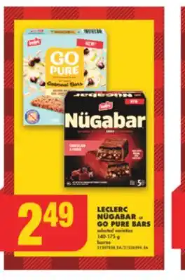 No Frills Leclerc nügabar or go pure bars, 140-175 g offer