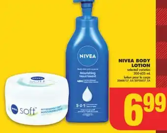 No Frills Nivea body lotion, 200-625 ml offer
