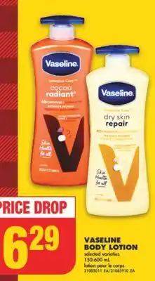 No Frills Vaseline body lotion, 150-600 ml offer