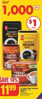 No Frills Pc roast and ground coffee 875/930 g or pods 30's offer