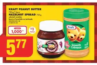 No Frills Kraft peanut butter 750 g/1 kg or hazelnut spread 725 g offer