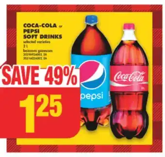 No Frills Coca-cola or pepsi soft drinks, 2 l offer