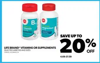 Real Canadian Superstore Life brand vitamins or supplements offer