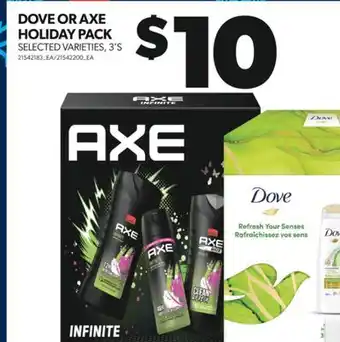 Real Canadian Superstore Dove or axe holiday pack, 3's offer