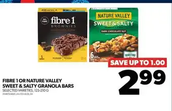 Real Canadian Superstore Fibre 1 or nature valley sweet & salty granola bars, 125-210 g offer