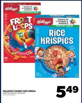 Real Canadian Superstore Kellogg's family size cereal, 480-650 g offer