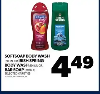 Real Canadian Superstore Softsoap body wash 591 ml or irish spring body wash 591 ml or bar soap 6x104 g offer