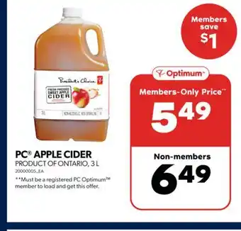 Real Canadian Superstore Pc apple cider, 3 l offer