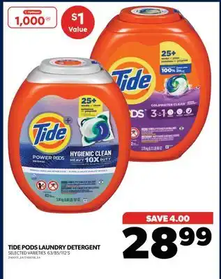 Real Canadian Superstore Tide pods laundry detergent, 63/85/112's offer