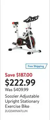 Walmart Soozier adjustable upright stationary exercise bike offer