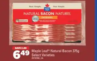 Real Canadian Superstore Maple leaf natural bacon, 375g offer