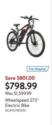 Walmart Wheelspeed 27.5 electric bike offer