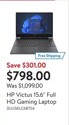 Walmart Hp victus 15.6 full hd gaming laptop offer