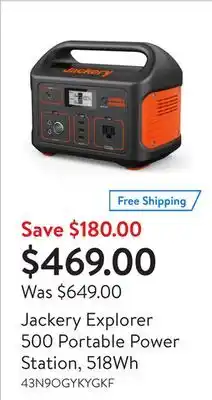 Walmart Jackery explorer 500 portable power station, 518wh offer