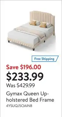 Walmart Gymax queen upholstered bed frame offer