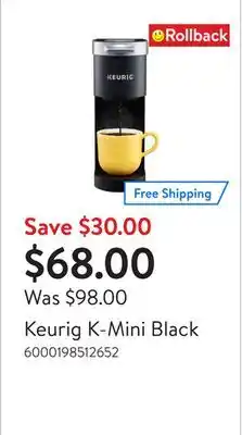 Walmart Keurig k-mini black offer