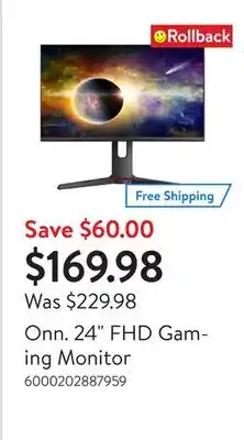 Walmart Onn. 24 fhd gaming monitor offer