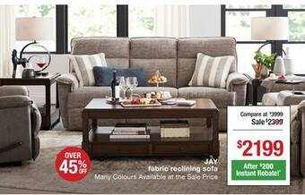 La Z Boy Jay fabric reclining sofa offer