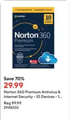 Staples Norton 360 premium antivirus & internet security - 10 devices - 1 year subscription [digital download] offer