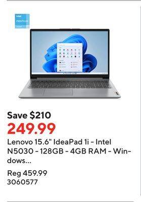 Staples Lenovo 15.6 ideapad 1i - intel n5030 - 128gb - 4gb ram - windows 11 with 1-year of microsoft 365 offer