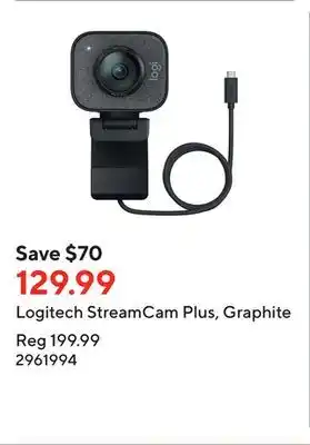 Staples Logitech streamcam plus, graphite offer