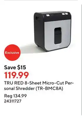 Staples Tru red 8-sheet micro-cut personal shredder (tr-bmc8a) offer