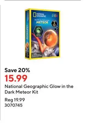 Staples National geographic glow in the dark meteor kit offer