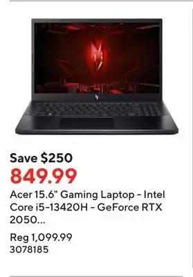Staples Acer 15.6 gaming laptop - intel core i5-13420h - geforce rtx 2050 - 512 gb ssd - 16 gb ram - black offer