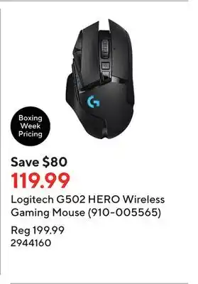 Staples Logitech g502 hero wireless gaming mouse (910-005565) offer