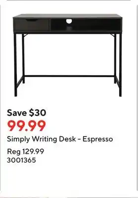 Staples Simply writing desk - espresso offer