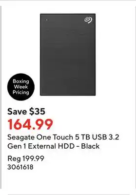 Staples Seagate one touch 5 tb usb 3.2 gen 1 external hdd - black offer
