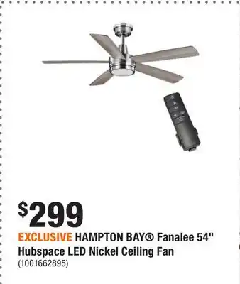 Home Depot Exclusive hampton bay fanalee 54 hubspace led nickel ceiling fan offer