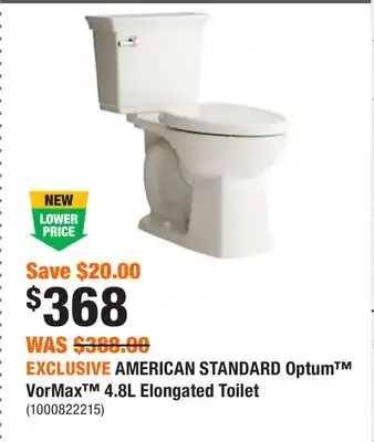 Home Depot Exclusive american standard optum vormax 4.8l elongated toilet offer