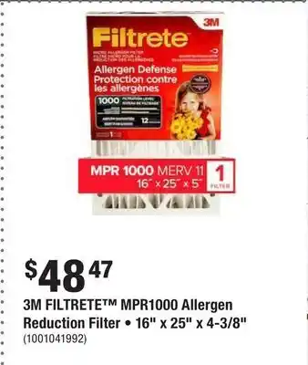 Home Depot 3m filtrete mpr1000 allergen reduction filter • 16 x 25 x 4-3/8 offer