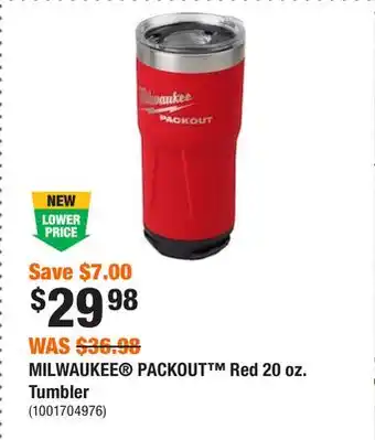 Home Depot Milwaukee packout red 20 oz. tumbler offer