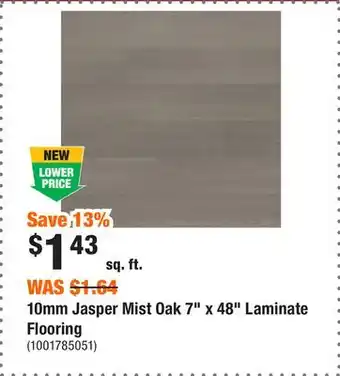 Home Depot 10mm jasper mist oak 7 x 48 laminate flooring offer