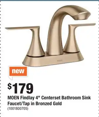 Home Depot Moen findlay 4 centerset bathroom sink faucet/tap in bronzed gold offer