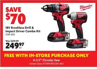 Home Hardware 18v brushless drill & impact driver combo kit offer
