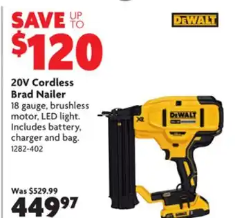 Home Hardware 20v cordless brad nailer offer