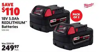 Home Hardware 18v 5.0ah redlithium batteries offer
