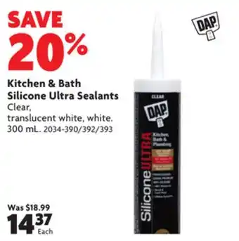 Home Hardware Kitchen & bath silicone ultra sealants offer