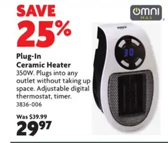 Home Hardware Plug-in ceramic heater offer