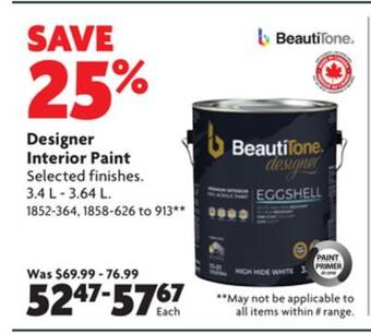 Home Hardware Designer interior paint offer